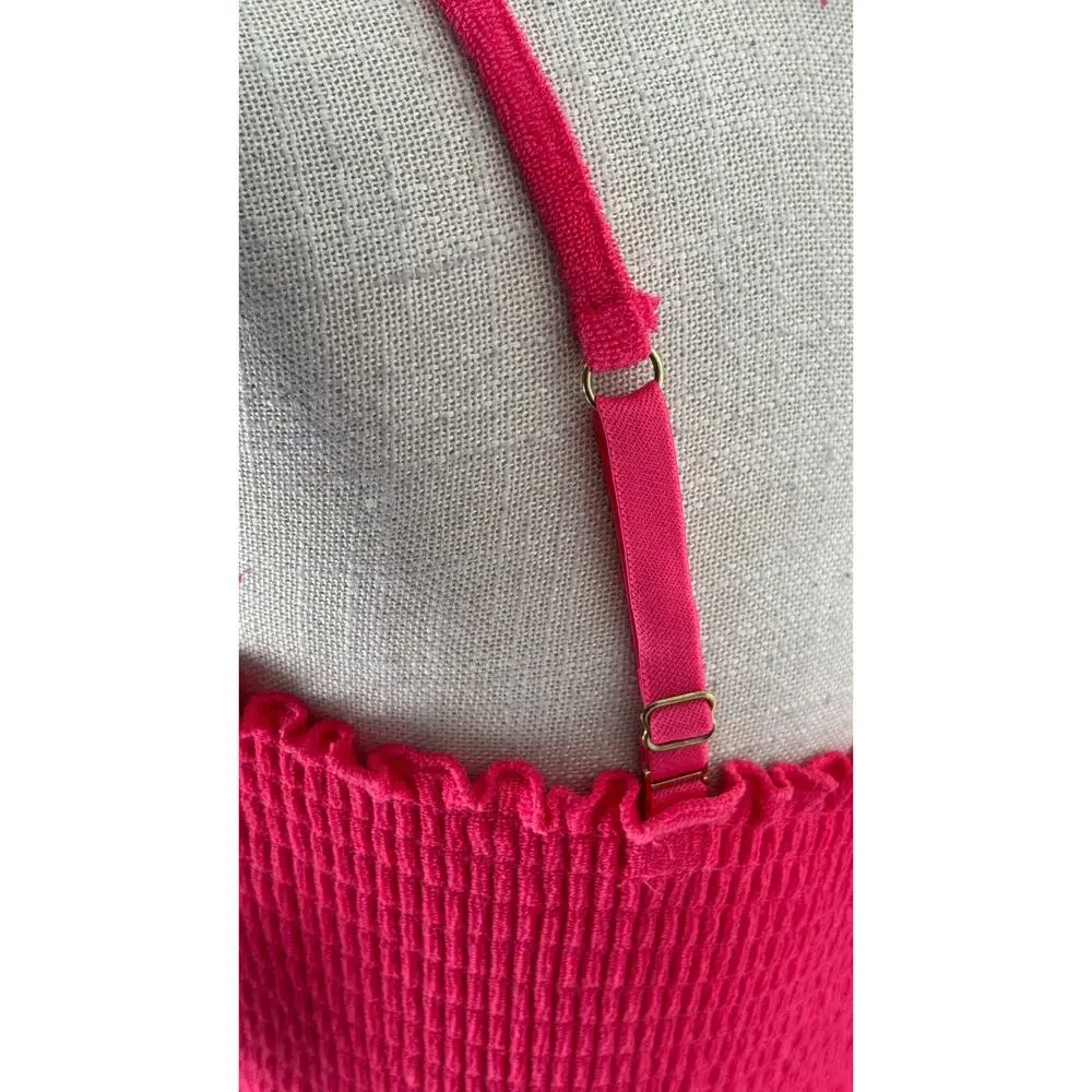 Juicy Couture Smocked Terry Cloth Maxi Dress Pink Womens Size Medium New Y2K